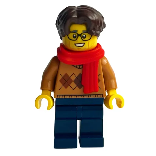 Medium Nougat Torso (Dark Blue Legs, Dark Brown Hair, Red Scarf)