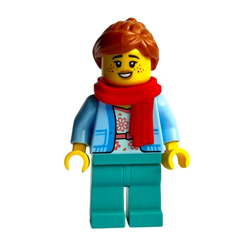 Bright Light Blue (Dark Turquoise Legs, Dark Orange Hair, Red Scarf)