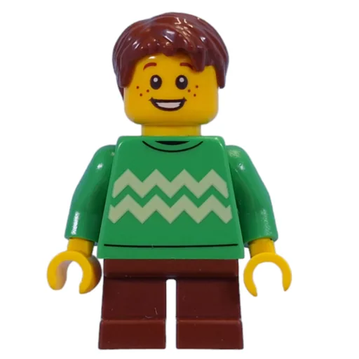 Kid (Bright Green Torso, Reddish Brown Legs, Reddish Brown Hair)