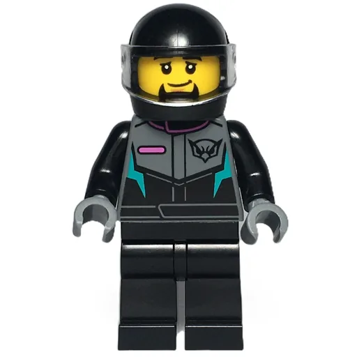 Race Driver (Black Racing Suit and Helmet with Visor, Goatee)