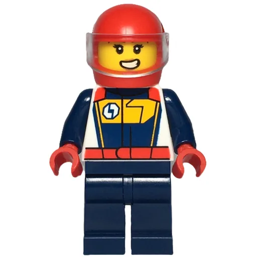 Race Driver (Dark Blue and White Racing Suit, Red Helmet with Visor)