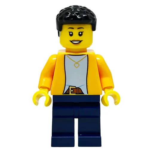 Bright Orange Torso (Dark Blue Legs, Black Hair, Hearing Aid)