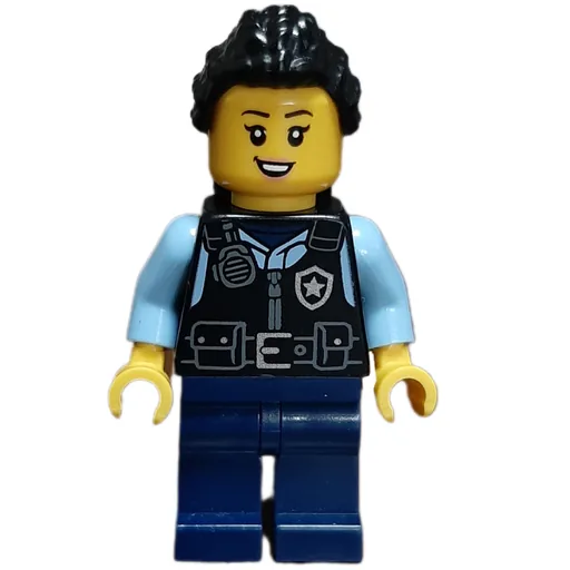 Police Officer (Black Torso, Dark Blue Legs, Black Hair)