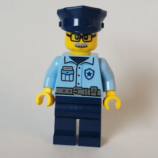 Police Officer (Bright Light Blue Torso, Dark Blue Legs, Dark Blue Cap)