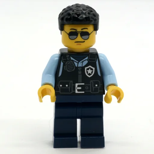 Police Officer (Black Torso, Dark Blue Legs, Short Black Hair)