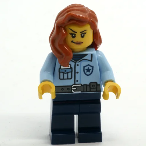 Police Officer (Bright Light Blue Torso, Dark Blue Legs, Dark Orange Hair)