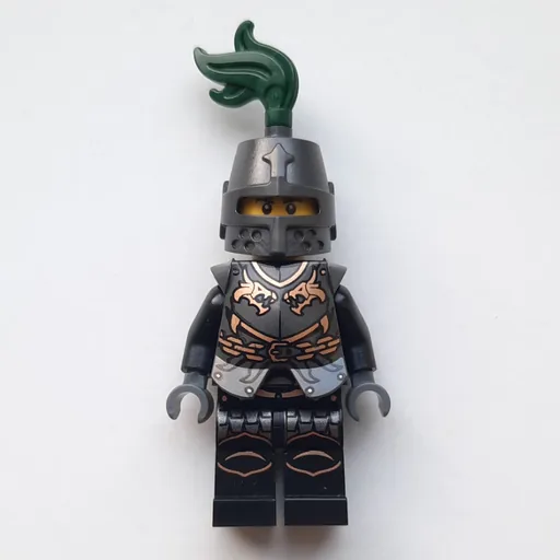 Dragon Knight (Black, Armor, Helmet with Dark Green Plume (Pearl Titanium))