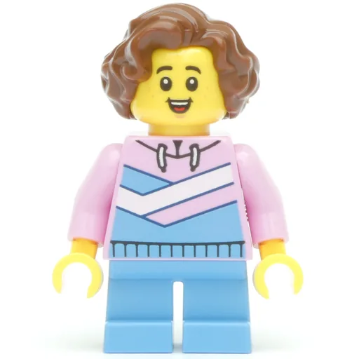 Kid (Bright Pink Torso, Bright Light Blue Legs, Reddish Brown Hair)