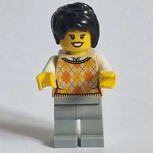 Woman (Tan Argyle Sweater Vest, Light Bluish Gray Legs)