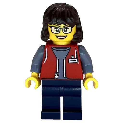 LEGO Employee (Red Jacket, Dark Blue Legs, Glasses)