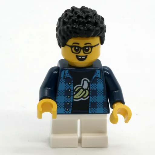 Boy (Dark Blue Plaid Shirt, Short White Legs, Glasses)