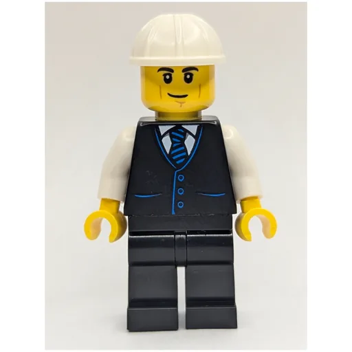 Construction Foreman (Black Suit, White Hard Hat)