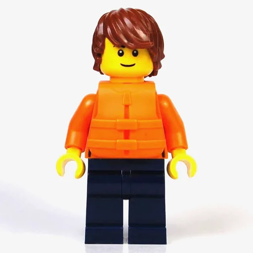 Just Jason (Orange Torso, Dark Blue Legs, Reddish Brown Hair, Orange Life Vest)