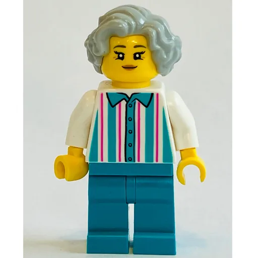 White Stripes Torso (Dark Turquoise Legs, Light Bluish Grey Hair)