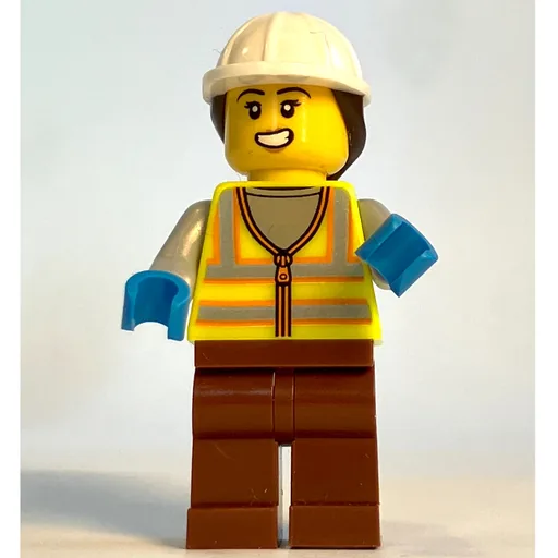Harbor Worker (Vibrant Yellow Safety Vest, Reddish Brown Legs, White Helmet with Ponytail, Orange Life Vest)