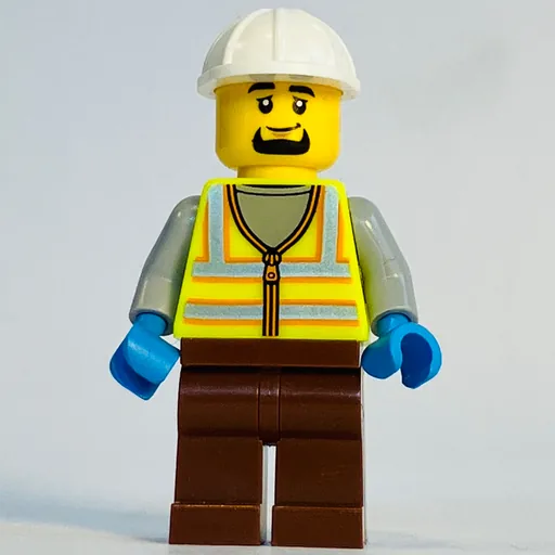 Harbor Worker (Vibrant Yellow Safety Vest, Reddish Brown Legs, White Helmet)