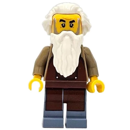 Train Worker (Dark Tan Torso, Sand Blue Legs, Reddish Brown Apron, White Beard)