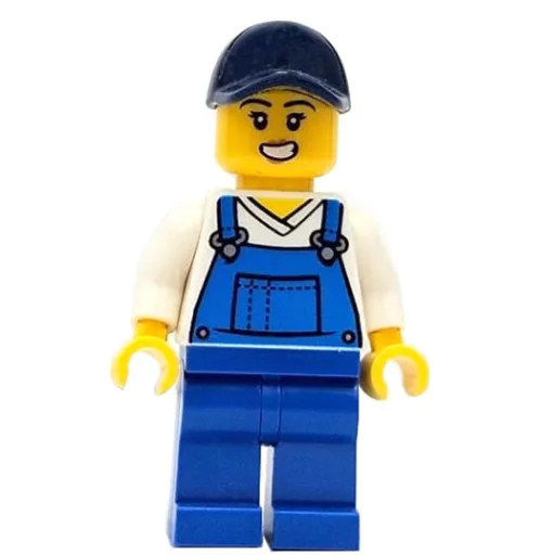 Train Worker (White Torso, Blue Overall, Dark Blue Cap)