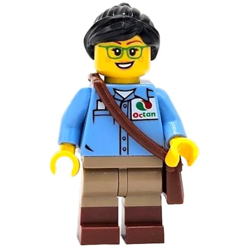 Train Worker (Medium Blue Torso, Dark Tan Legs, Reddish Brown Boots, Black Hair)