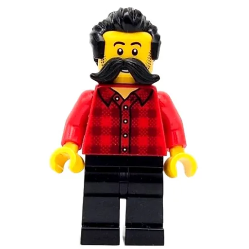 Train Worker (Red Torso, Black Legs, Black Hair, Moustache)