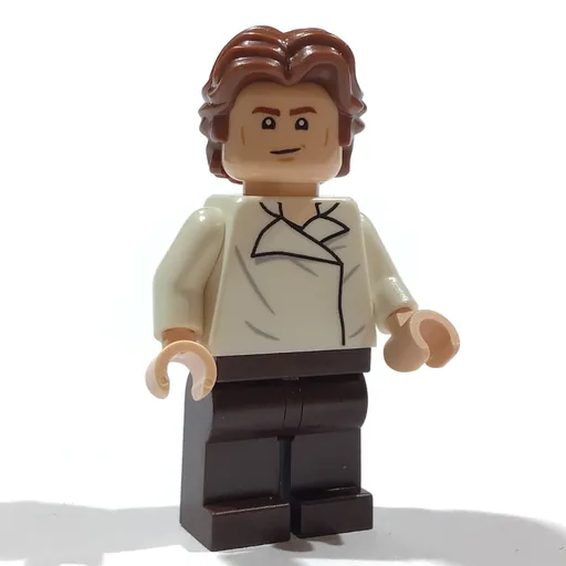 Han Solo (White Shirt, Dark Brown Legs, Dual Sided Head Open Mouth / Closed Eyes with Open Mouth, Ruffled Hair)