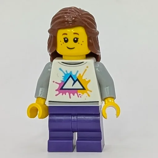 Girl (White Shirt, Dark Purple Legs, Reddish Brown Hair)