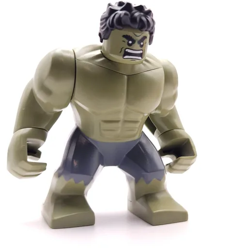 Hulk (Big Fig) (Black Hair, Removable Head, Dark Bluish Grey Pants, Angry)