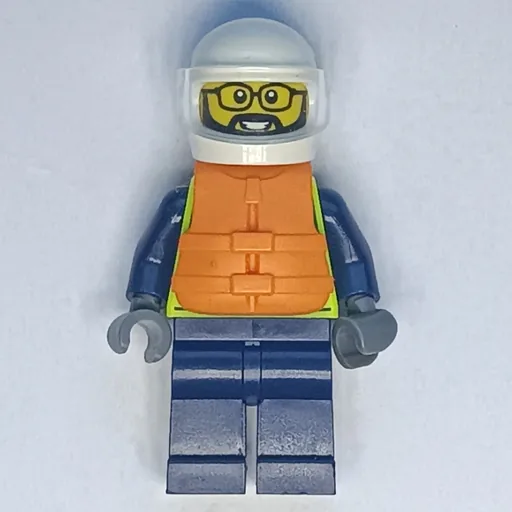 Police Officer (Vibrant Yellow Police Vest, Orange Life Jacket, White Helmet)
