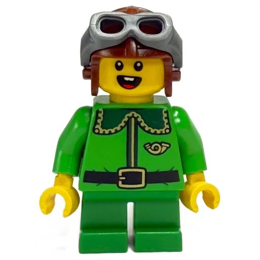 Elf / Postal Elf (Bright Green Torso, Green Legs, Aviator Hat)