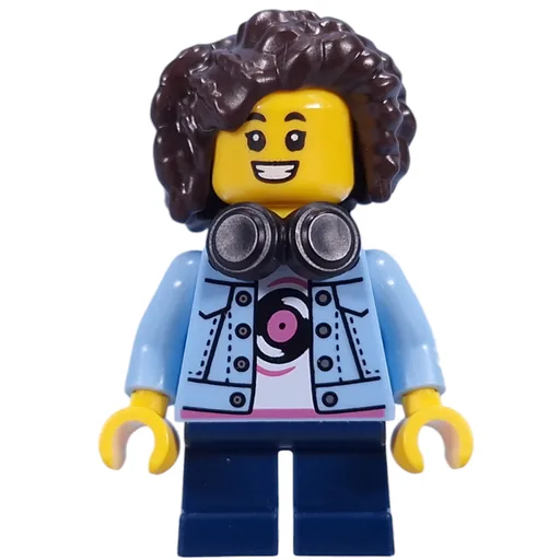 Kid (Bright Light Blue Torso, Dark Blue Legs, Dark Brown Hair)