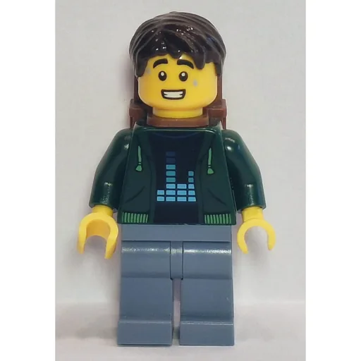 Passenger (Dark Green Torso, Sand Blue Legs, Dark Brown Hair, Backpack)