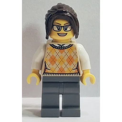 Passenger (Tan Torso, Dark Bluish Grey Legs, Dark Brown Hair)
