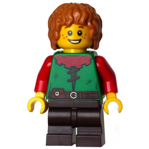 Elf (Green Torso, Dark Brown Legs, Medium Nougat Hair)