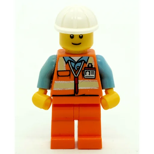 Construction Worker (Orange Safety Vest, White Hard Hat)