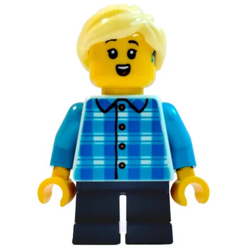 Girl (White and Blue Plaid Shirt, Short Dark Blue Legs)