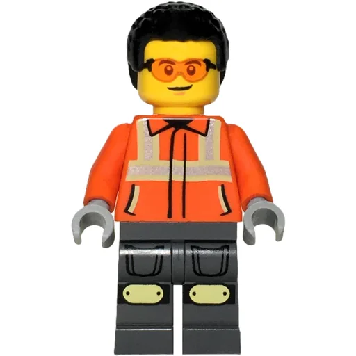 Construction Worker (Reddish Orange Jacket, Black Hair)