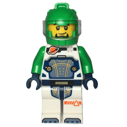 Astronaut (White Spacesuit, Bright Green Helmet, Beard)