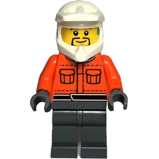 Pit Crew (Reddish Orange Torso, Dark Bluish Grey Legs, Male, Black Beard)