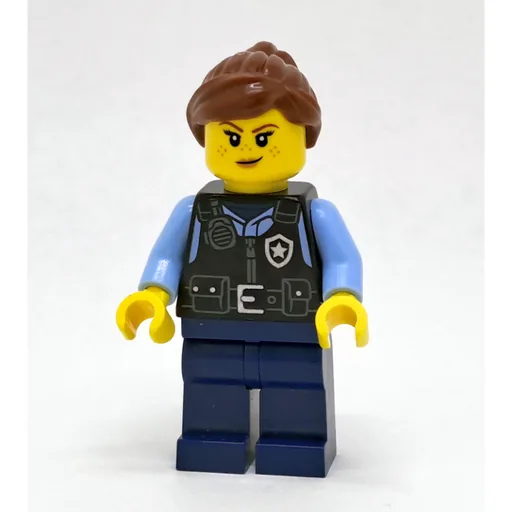Police Officer Lucy Lawson (Black Torso, Dark Blue Legs, Reddish Brown Hair)