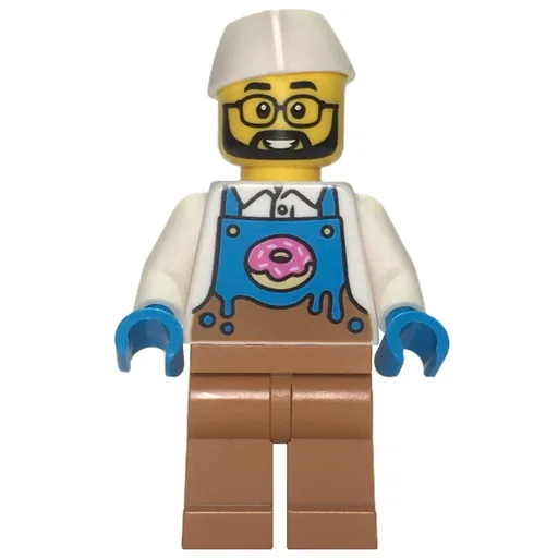 Donut Vendor (White Torso, Medium Nougat Legs, White Hat)