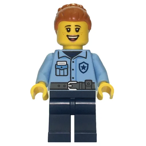 Police Officer (Bright Light Blue Torso, Dark Blue Legs, Dark Orange Hair)