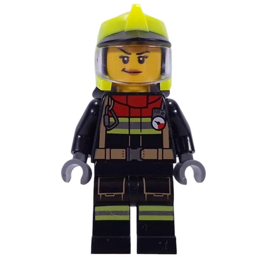 Firefighter (Black Fire Suit, Vibrant Yellow Helmet, Visor)
