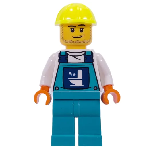Plumber (White Shirt, Dark Turquoise Overall, Vibrant Yellow Hat)