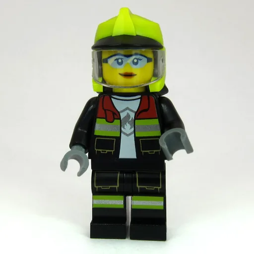 Firefighter (Black Fire Suit, Vibrant Yellow Standard Helmet, Visor, Goggles)
