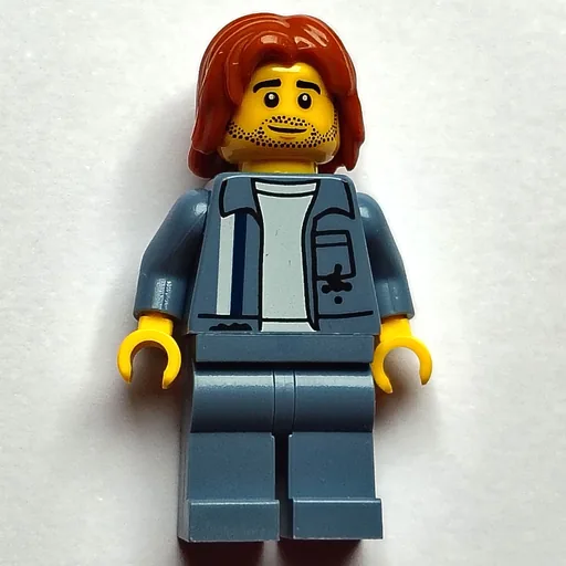 Scrapyard Worker (Sand Blue Overall, Dark Orange Hair)