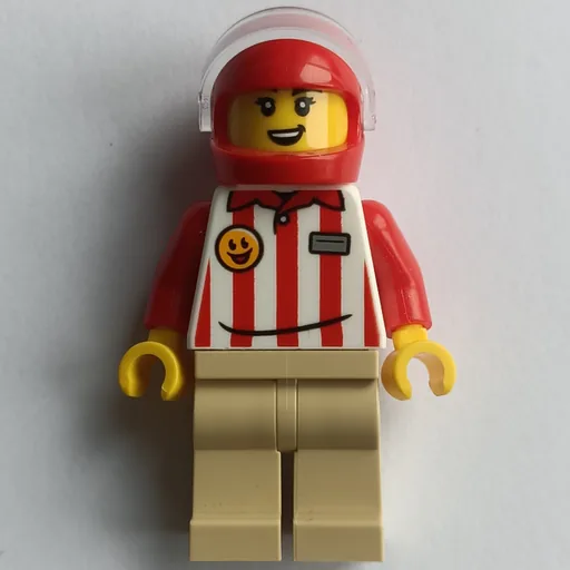 Hotdog Vender (Red/White Stripes Shirt, Tan Legs, Red Helmet)