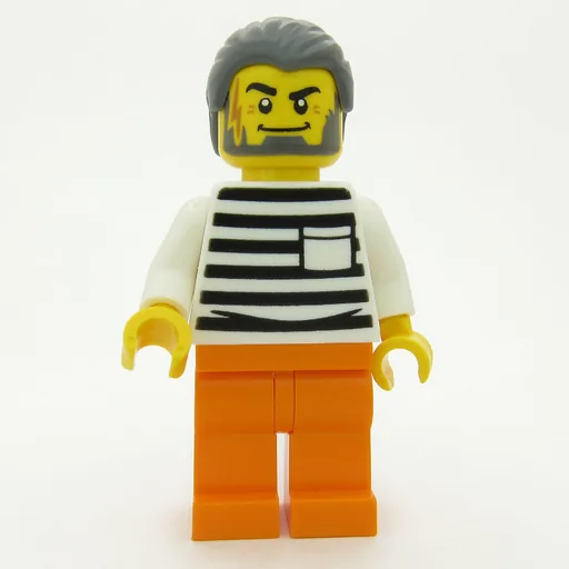 Criminal (Black and White Striped Shirt, Orange Legs, Dark Bluish Gray Hair)