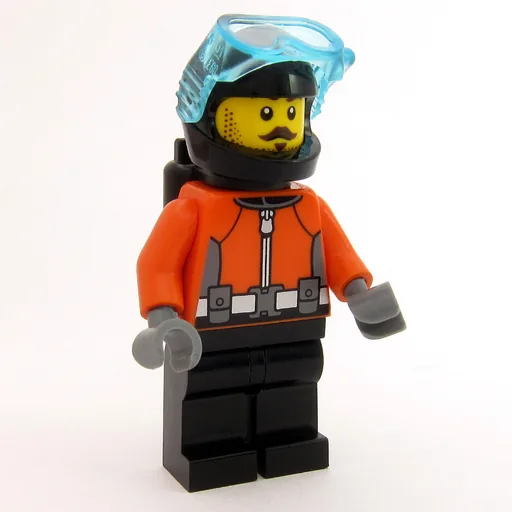 Aaron Apnea (Diver, Reddish Orange Wetsuit, Black Legs, Black Helmet, Moustache)