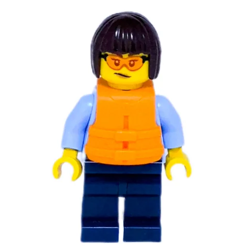 Police Officer (Bright Light Blue Shirt, Dark Blue Legs, Orange Life Jacket)