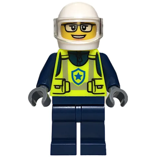 Police Officer (Vibrant Yellow Safety Vest, Dark Blue Legs, White Helmet)